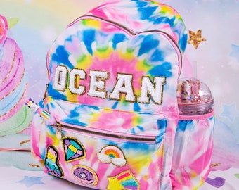 Custom Kids Backpack: Personalized Nylon Letter Bag with Chenille Patches