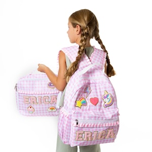 Plaid Unicorn Personalized Backpack & Lunchbox Set