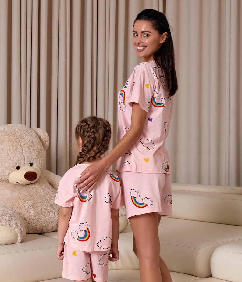 Custom Rainbow Mother Daughter Pajamas: Matching Mommy and Me Outfits ...