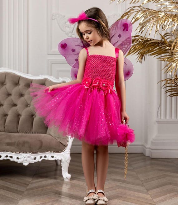 Custom Pink Tulle Fairy Dress: Kids Halloween Costume Set - Etsy