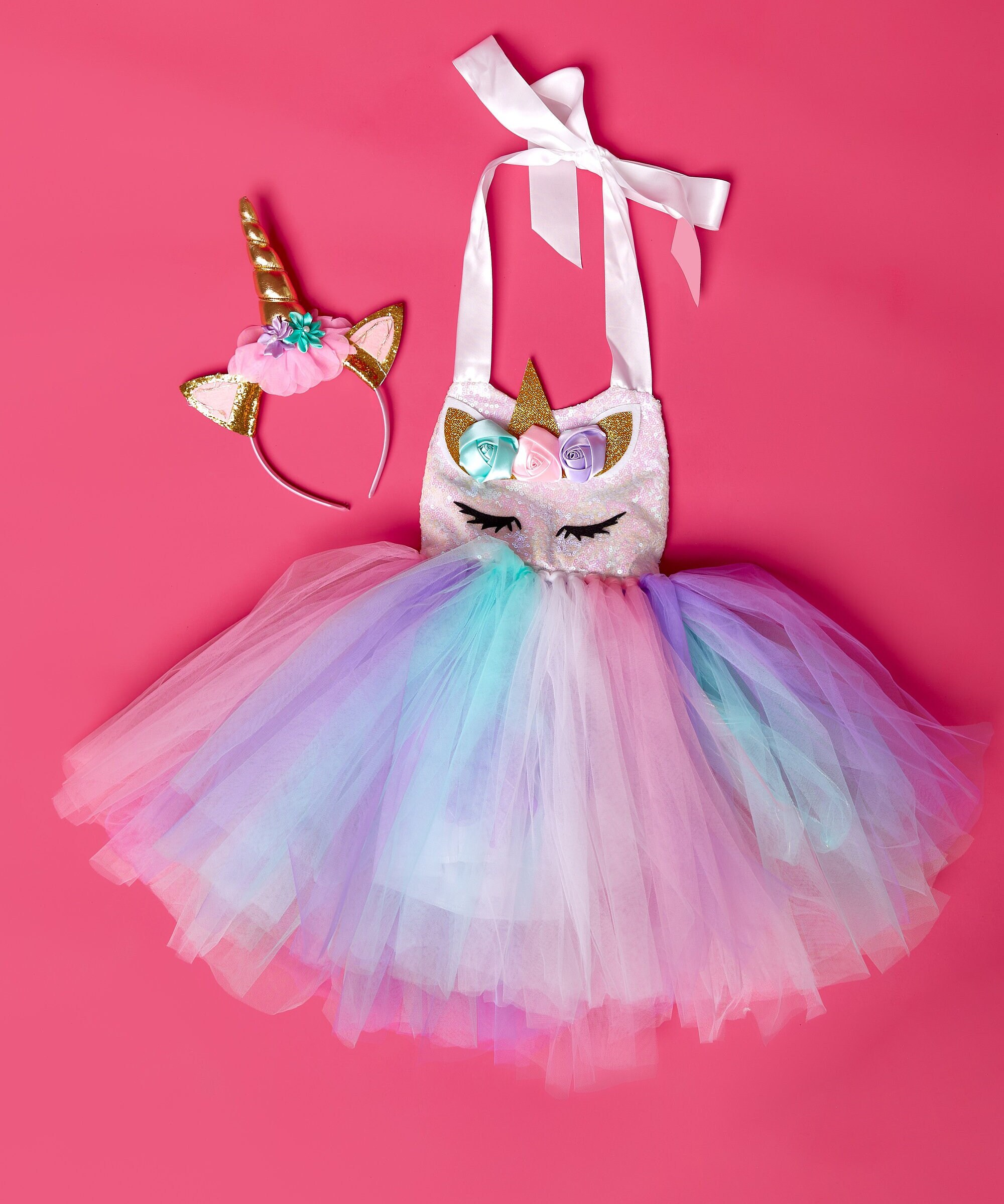 unicorn fairy dress Child Girl Unicorn Sequin Colorful Costume- SPOOKTACULAR main image 1
