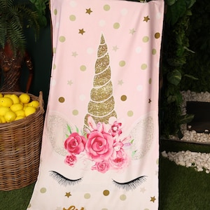 Girl Summer Towel Unicorn, Personalized Unicorn Beach Towel, Birthday Gift , Kid Pool Party Towel, Graduation Gift, Kid Girl Beach Towel