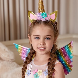 Magical Unicorn Tutu Dress for Kids with Wings, and Headband, Rainbow Unicorn Dress, Unicorn Birthday dress, Custom Dress, Unicorn Costume