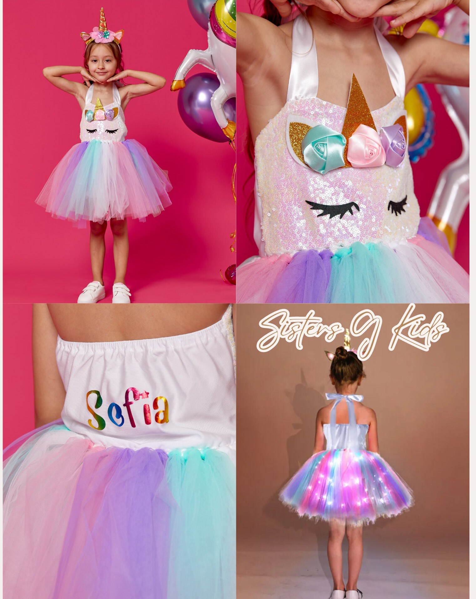open lace back dress Light Up Unicorn Princess Costume
