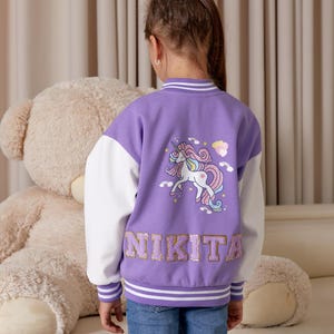 Kids Personalized Unicorn Varsity Jacket: Custom Letterman Style