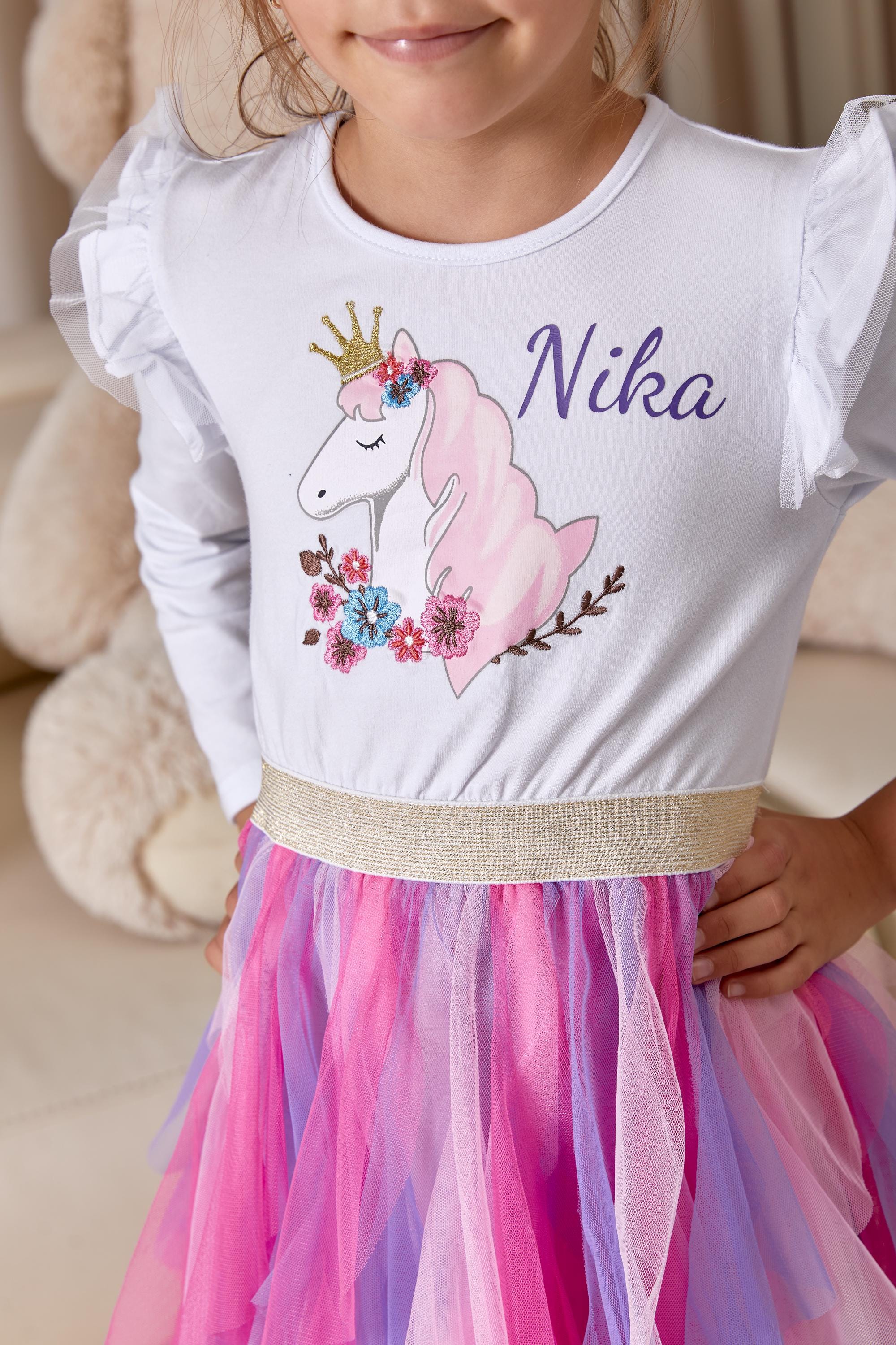 Rainbow Tutu Dress Personalized Unicorn Birthday Dress: Magical Kids Outfit