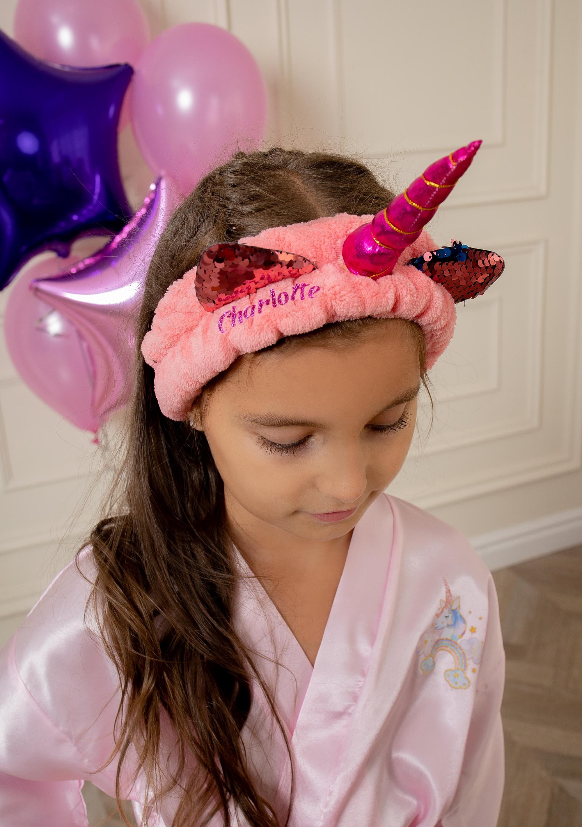 Personalized Kids Unicorn Spa Headband: Custom Name, Party Favor