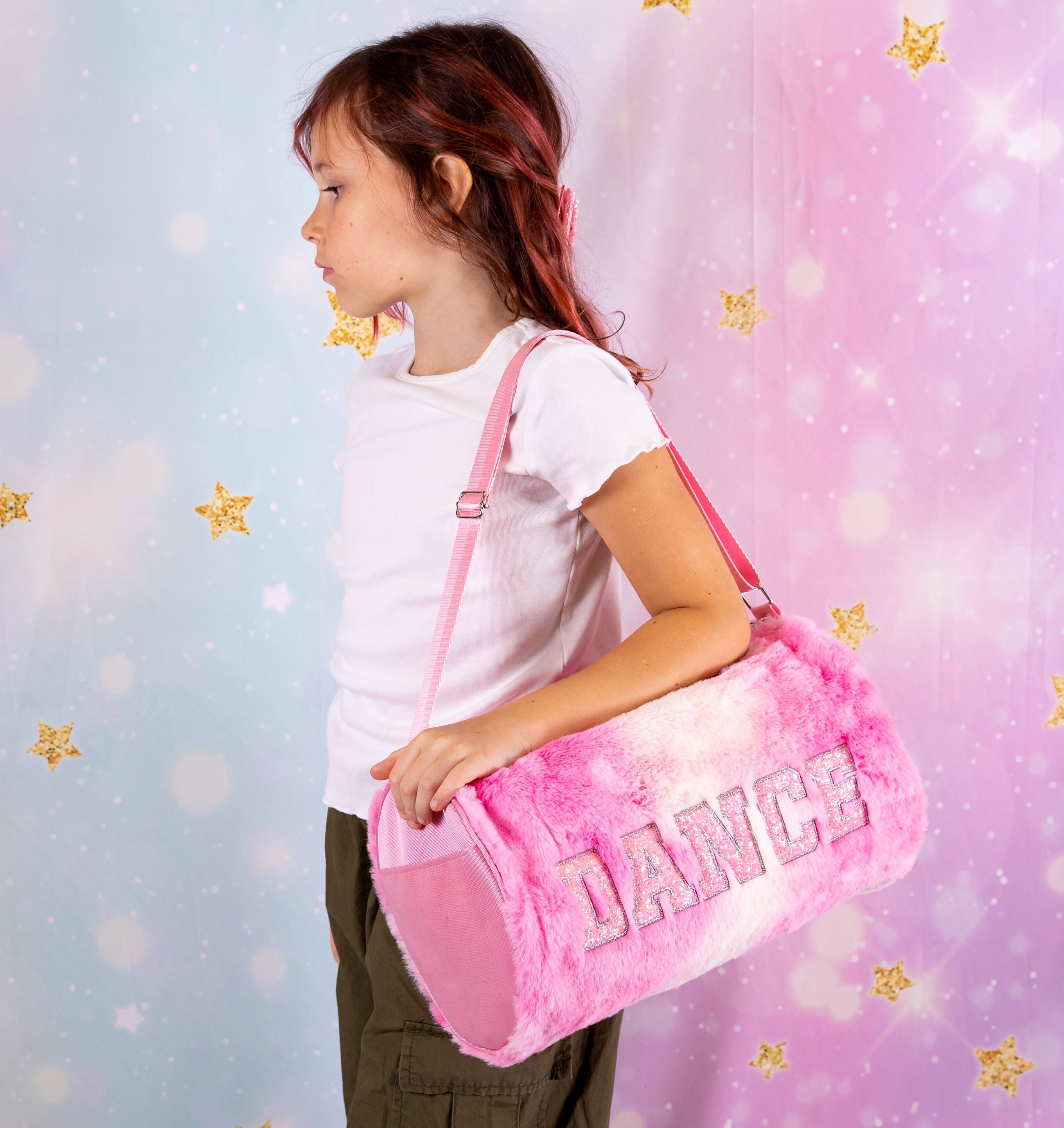 Kids Fluffy Duffle Dance Bag: Pink Sequin DANCE Patch - Etsy