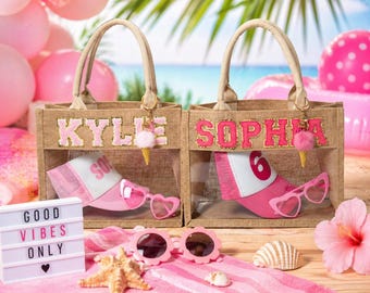 Personalized Kids Camp Bag, Custom Name Tote for Girls, Summer Camp Bag, Clear Beach Tote, Kids Overnight Bag, Sleepaway Camp Bag