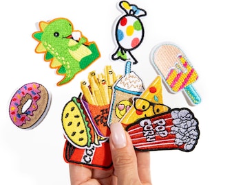 Embroidered Fast Food Iron-On Patches: DIY Applique Badges