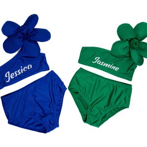 Personalized Flowers Bikini for Girls, Custom Flower Swimwear, Fashion Swimsuits for Girls, Girls Bikini, Kids swimwear, Kids Beach Swimsuit