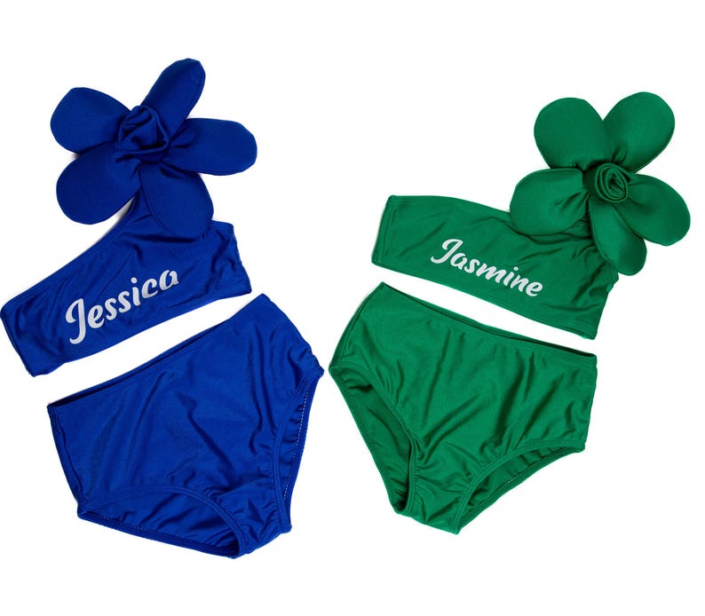 Personalized Flowers Bikini for Girls, Custom Flower Swimwear, Fashion Swimsuits for Girls, Girls Bikini, Kids swimwear, Kids Beach Swimsuit