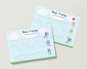 Bluey and Bingo Tracing Worksheet Busy Book for Kids, Printable, Toddler Activities, Bluey Activity Book, Bluey Printable Learning