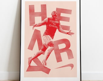Vintage Football Art Poster Thierry Henry Arsenal Digital Download