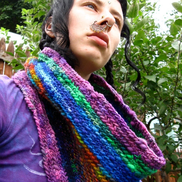 Handspun technicolor dream cowl