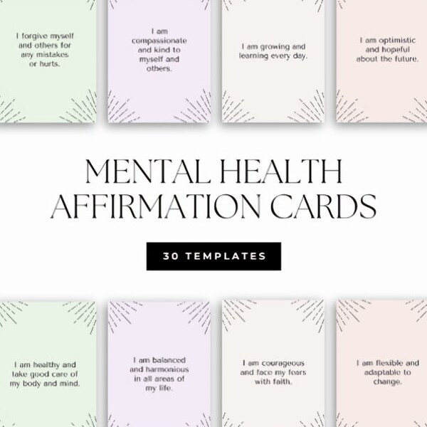 Affirmation Cards Printable Anxiety Cards Anxiety Relief Cards Digital Mental Health Printable Mental Health Coping Strategy Printable