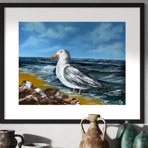 Möwe Kunstdruck, Strand Wandkunst, Meeresküste Wohnkultur, Geschenke für Strandliebhaber, Geschenk für Mama, Vogel Kunst, Seaside Housewarming Geschenke