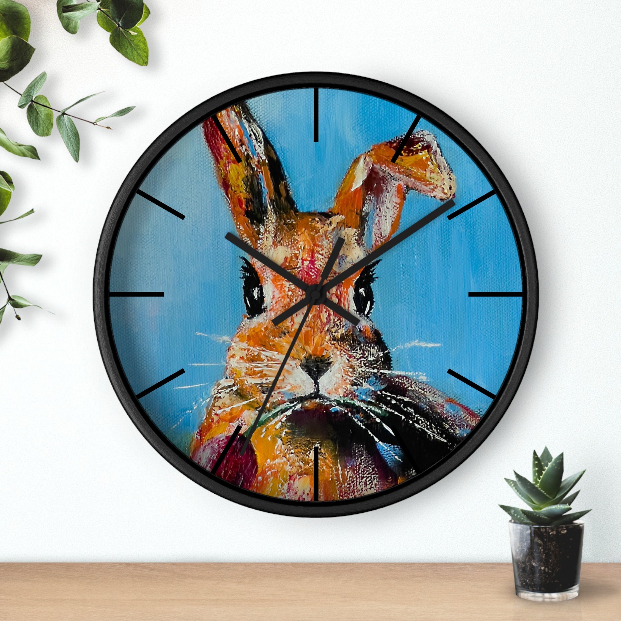 Clock Rabbit Isreal Whimsical Rabbit Wall Clock: Original Oil Painting Bunny Decor - Etsy