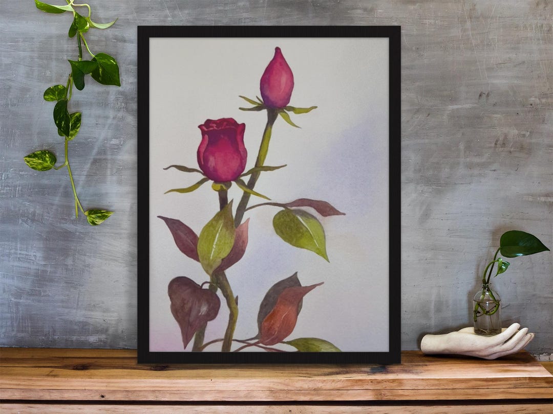 Framed Roses Framed Roses Watercolor Art Print: Floral Giclee Wall Decor - Etsy