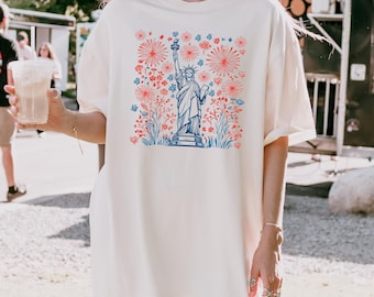 Comfort Colors® 4th July Statue of Liberty Shirt, America 4th July Shirt, 4th of July Shirt, USA Flag Tee, American Gift, Retro American Tee