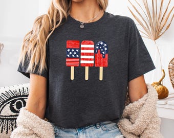 Patriotic Ice Cream Shirt, Cute 4th Of July Shirt, American Ice Cream Shirt, Independence Day Tee, Red White And Blue Tee, Gift for American
