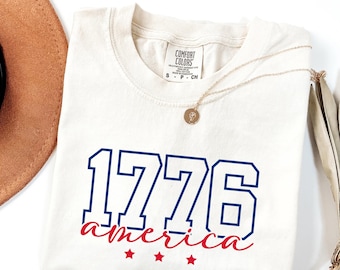 Comfort Colors® Retro America 1776 Shirt, 4th of July Shirt, USA Flag Shirt, Stars and Stripes Tee, American Patriotic Tee, Vintage USA Tee