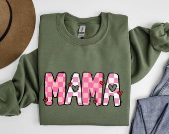 Mama Valentine Sweatshirt, Valentine Mom Sweatshirt, Mama Heart Sweatshirt, Mama Valentines Day Crewneck, First Time Mom Gift, New Mom Gift