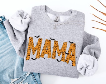 Halloween Mama Sweatshirt, Halloween Gift for Mama, Spooky Mama Sweatshirt, Halloween Bats Shirt, Cute Mama Sweatshirt, Mama Halloween Tee