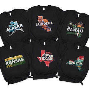 All 50 States Shirts, Custom State Shirt, Personalized State Name Shirt, Custom Skyline Shirt, USA Souvenir, Custom Your Town Clothings Gift