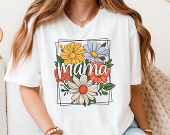 T-shirt floral maman, chemise Mama Flovers, cadeau maman amante de la nature, cadeau pour maman, cadeau fête des mères, jolie chemise maman, chemise maman florale subtile