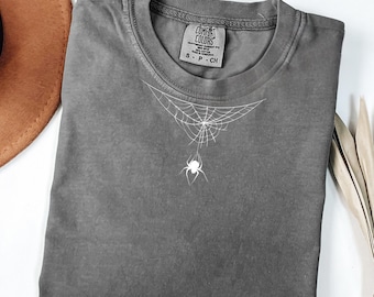 Spider Comfort Colors® Shirt, Halloween Tshirt, Spooky Season Tee, Halloween Spider Tee, Halloween Gift Shirt, Extended Sizes, Tarantula Tee