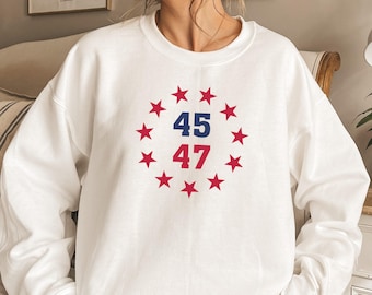 Trump 45 47 Sweatshirt, Trump 2024 Sweatshirt, Save America Sweatshirt, Republican Shirt, Republican Gifts, Patriotic Gifts, USA Flag Shirt