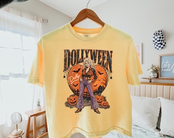 Dolly Parton Halloween Boxy Tee, Dollyween Crop Top, Country Music Legend Tribute, Dolly Parton Fan Gift
