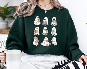 Schattig spookleesboek Halloween-sweatshirt, boekshirt spookleesboek, Halloweencadeau, cadeau leraar Halloween, bibliothecaris Halloweenshirt