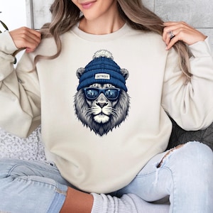 Detroit Football Crewneck Sweatshirt, Lion Football Sweatshirt, Lion Mascot Sweater, Football Game Day Gifts, Detroit Football Fan Shirts
