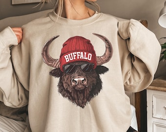 Buffalo Football Mascot Sweatshirt, Buffalo Football Fan Gifts, Game Day Sweater, Football Bill Spirit Shirt, Football Fan Gear
