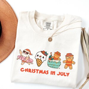 Comfort Colors® Christmas In July Shirt, Santa Summer Shirt, Christmas In Summer Tee, Xmas In July Gift, Beach Christmas Shirt, Xmas Summer