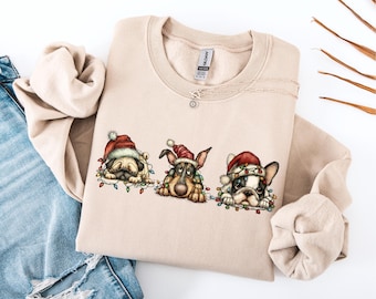 Christmas Dogs Sweatshirt, Dog Lover Holiday Sweater, Festive Xmas Outfit, Christmas Dog Mom Gift