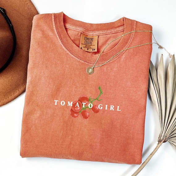 Comfort Colors® Tomato Girl Shirt, Tomato Shirt, Fruit Shirt, Botanical Shirt, Farmers Market Shirt, Vegan Shirt, Garden Tee, Vegetable Tee