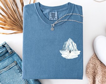 Minimalist Penguin Mountain Comfort Colors® Shirt, Trendy Nihilist Penguin Tee, Lonely Penguin Art Tshirt
