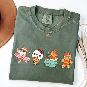 Comfort Colors® Christmas In July Shirt, Santa Summer Shirt, Christmas In Summer Tee, Xmas In July Gift, Tropical Christmas Tee, Xmas Summer