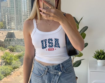 Vintage USA 1776 Tank Top, 4th of July Womens Shirt, USA 250th Anniversary Graphic Tee