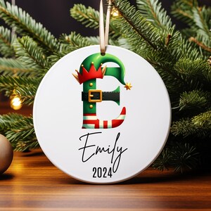 Personalized Christmas Ornaments, Custom Letter Name Ornament, Elf Letter Name Ornament, Custom Family Ornaments, Family Christmas Ornaments