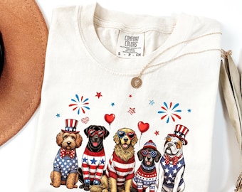 Comfort Colors® 4th of July Dogs Shirt, USA Dog Shirt, American Dog Tee, 4th of July Gift, Patriotic Dog Shirt, Dog Mom Tee, Dog Lover Gift