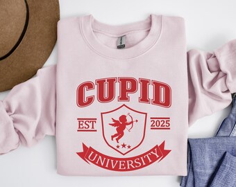 Cupid University Sweatshirt, Cute Valentine's Day Sweatshirt, Funny College Sweater, Love Sweatshirts, Cupid Sweater,  Couples Love Sweater