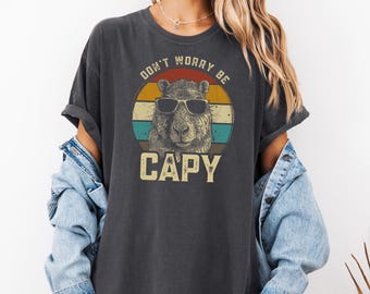 Comfort Colors® Capybara Shirt, Don't Worry Be Cappy Shirt, Funny Capybara Shirts, Funny Capybara Vintage T-shirt, Capybara Lover Gift