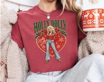 Dolly Parton Christmas Shirt, Holly Dolly Christmas Graphic Tee, Dolly Parton Fan Christmas Gift