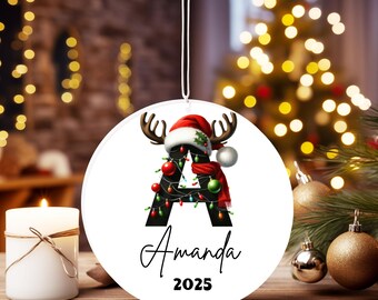 Personalized Letter Name Ornament 2025, Custom Christmas Ornaments, Family Christmas Ornament, Initial Name Ornament