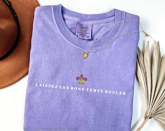 Camiseta Laissez Les Bons Temps Rouler, camisa Mardi Gras Comfort Colors®, camiseta Fat Tuesday