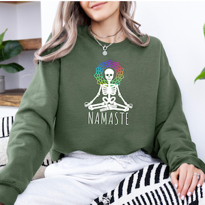 Skeleton Yoga Sweatshirt, Halloween Meditation Sweatshirt, Skeleton Namaste Shirt, Yoga Lover Shirt, Funny Yoga Shirt, Halloween Gift Shirt